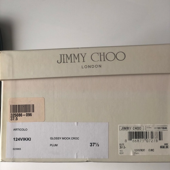 Jimmy Choo Vikki Plum Glossy Mock Croc Pumps - Picture 6 of 6